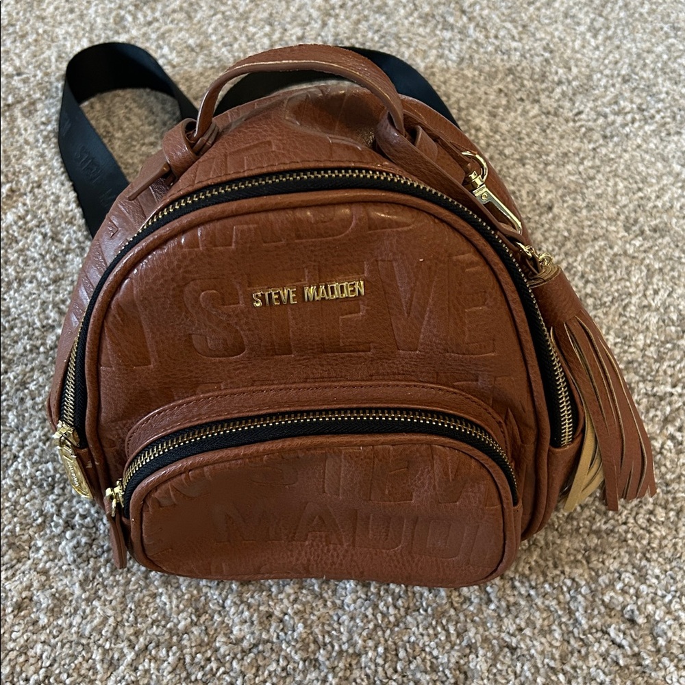 Steve Madden Cognac Embossed Backpack